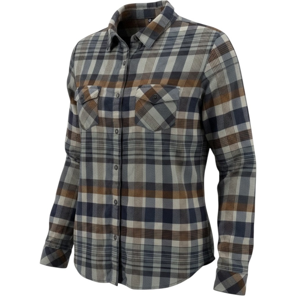 KUHL Tess Flannel Cotton Tencel Plaid Shirt Womens Large Blue Brown Outdoor Top